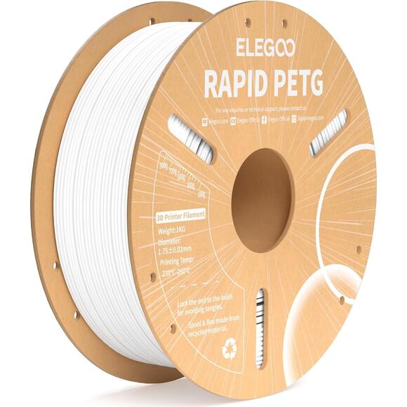 ELEGOO Rapid PETG 3D Printer Filament – 1.75mm white  1KG Spool - Picture 2 of 2